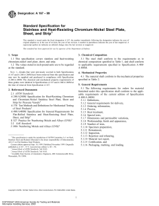 Stainless Steel Plate, Sheet, Strip Standard Specification A 167