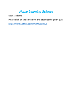 Science Quiz: Home Learning Assignment