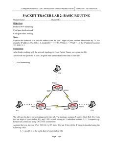 Packet tracer Lab2 - Static routing