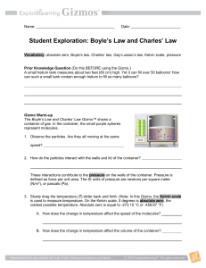 Boyle's & Charles' Law: Student Exploration