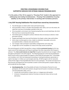 SSVF Housing Plan: Veteran Family Support Guidelines