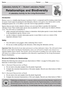 Plant Relationships & Biodiversity Lab Activity