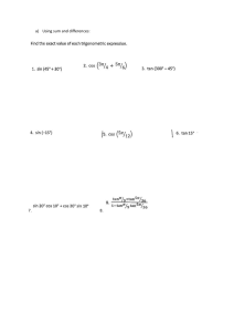 Trigonometry Sum & Difference Worksheet