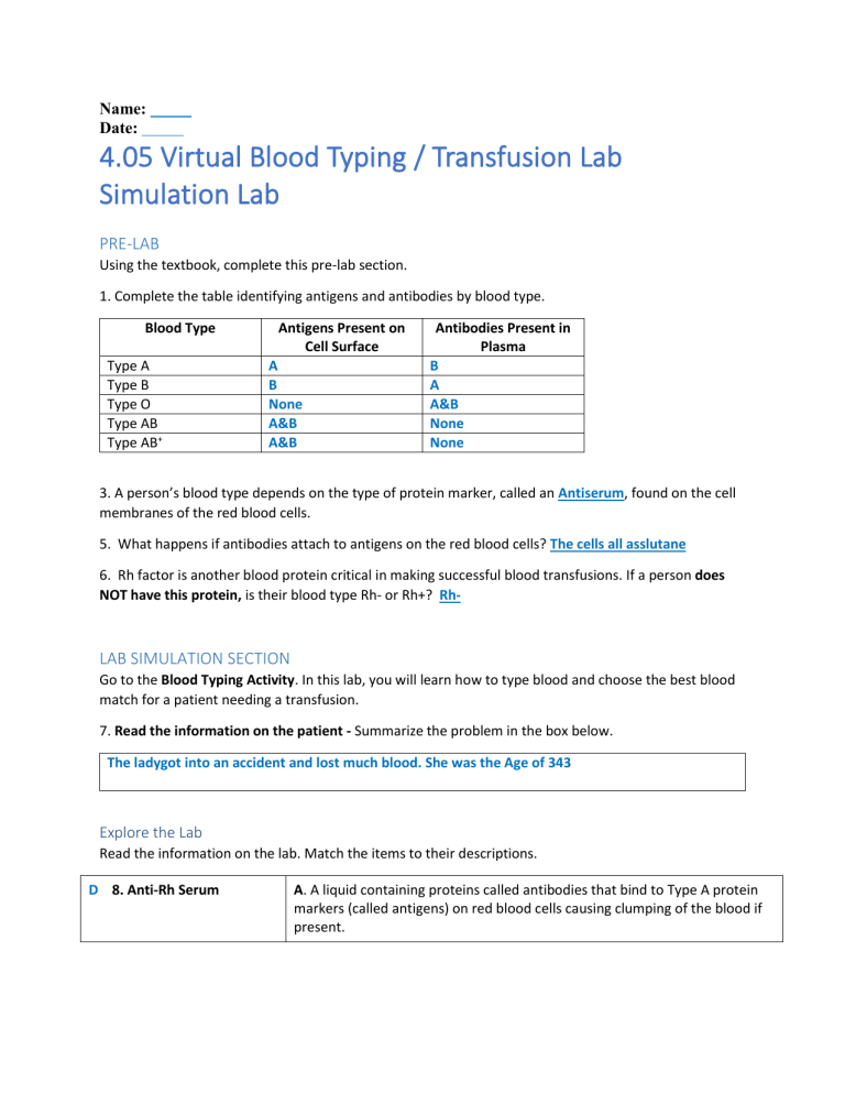 0405 blood typing