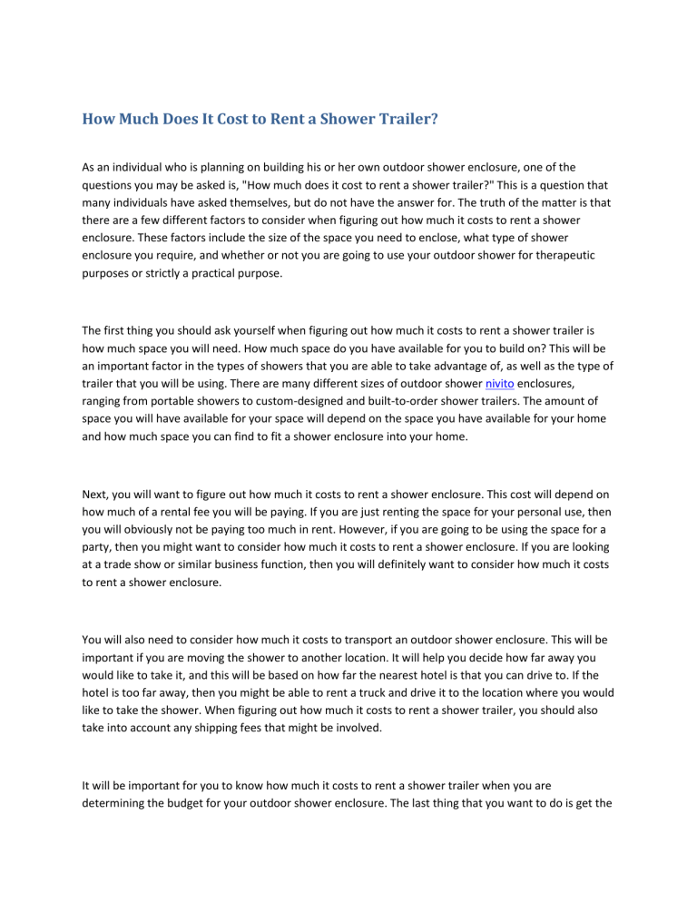 How Much Does It Cost to Rent a Shower Trailer