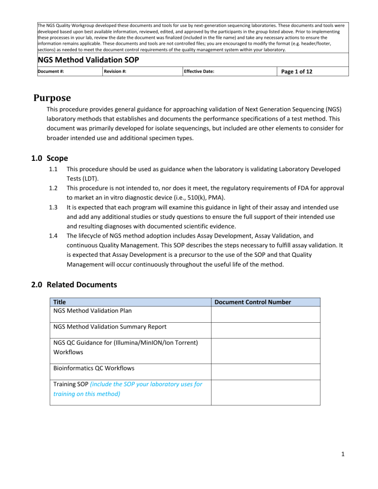 NGS Method Validation SOP 20180513