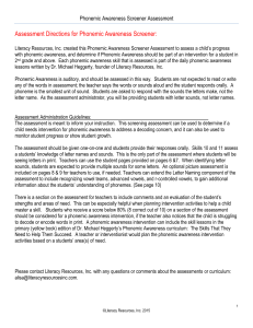 Phonemic Awareness Screener Assessment