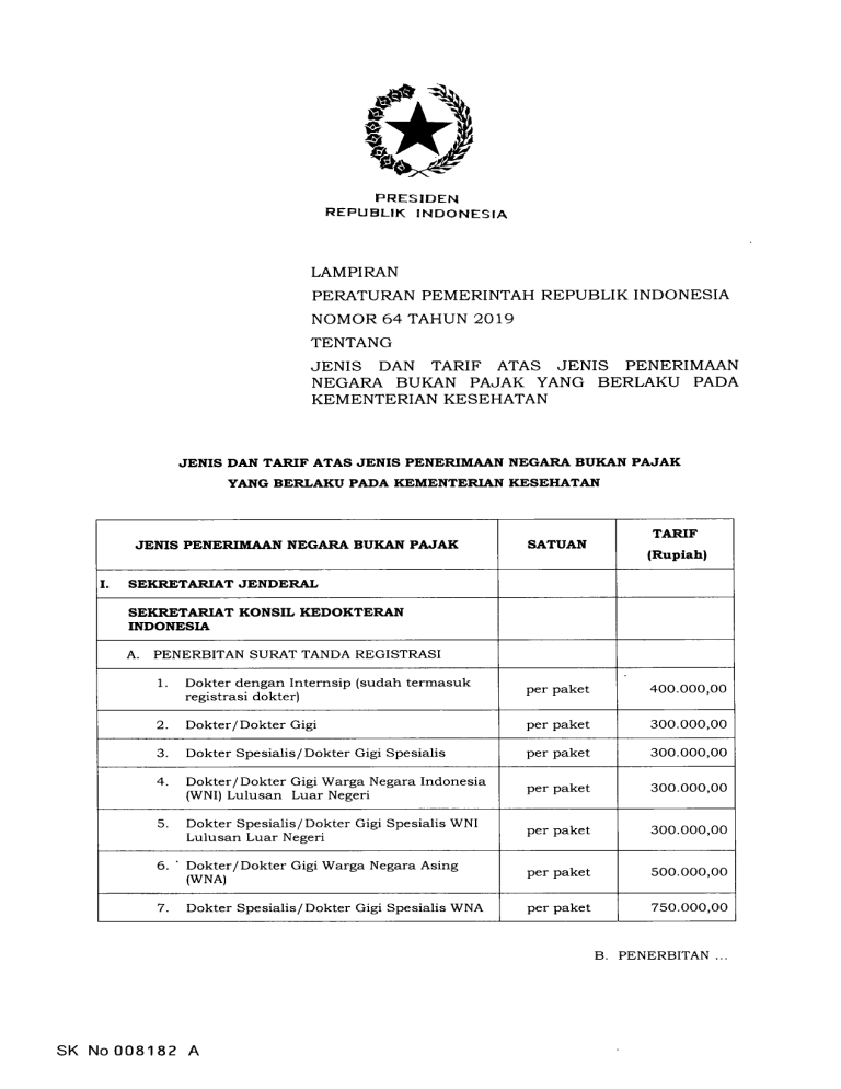 DAFTAR TARIF BPFK