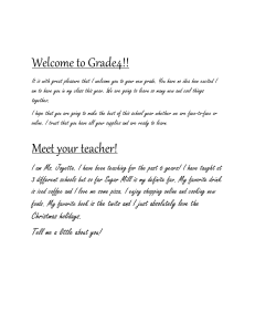 Grade 4 Welcome Letter from Ms. Joyette