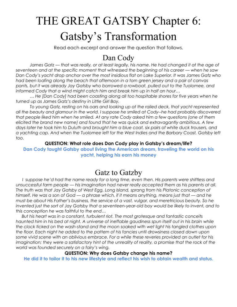 Ch. 6 Gatsby's Transformation