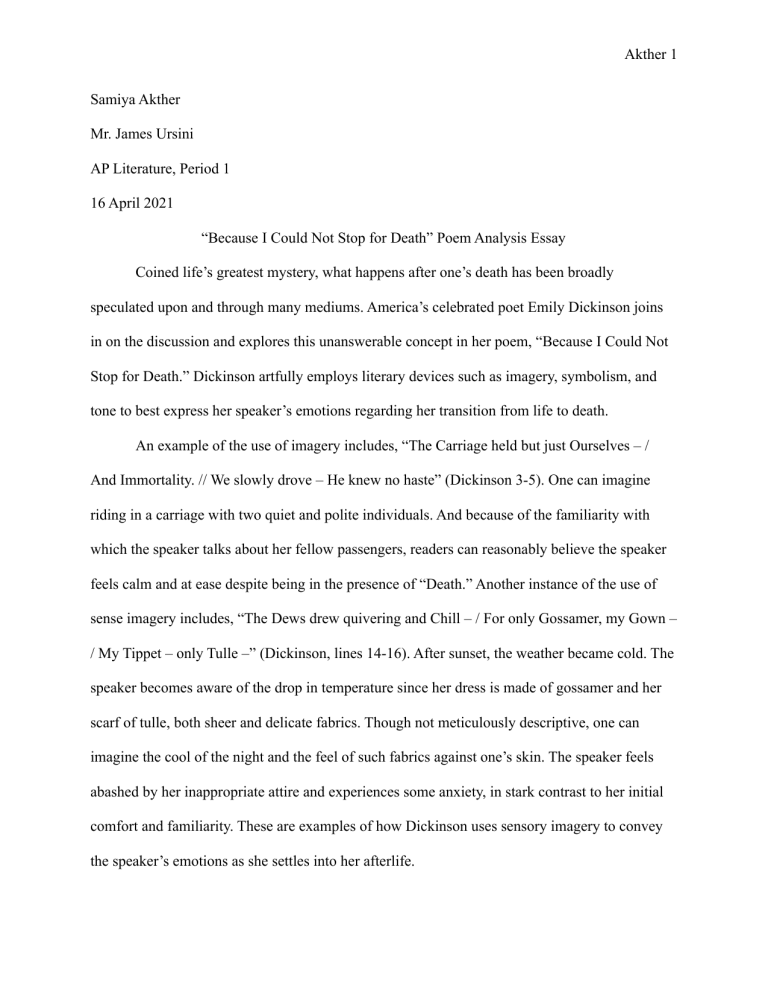 because i could not stop for death essay pdf