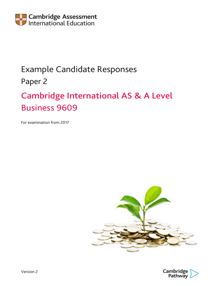 9609 Business Paper 2 Example Candidate Responses