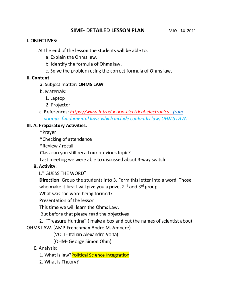 Lesson Plan Law