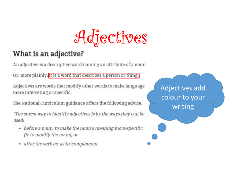 Adjective Learning Examples