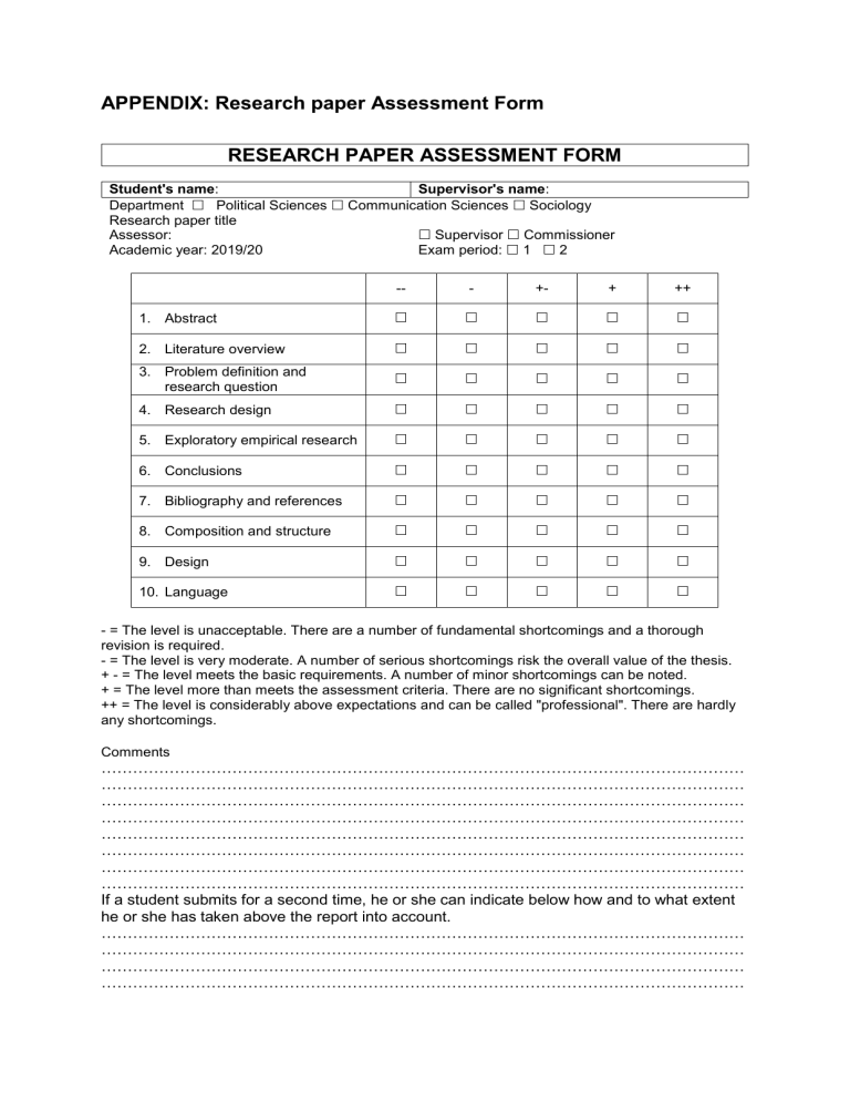 research paper of assessment