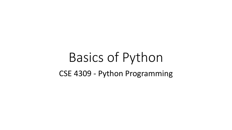 Basics Of Python Programming