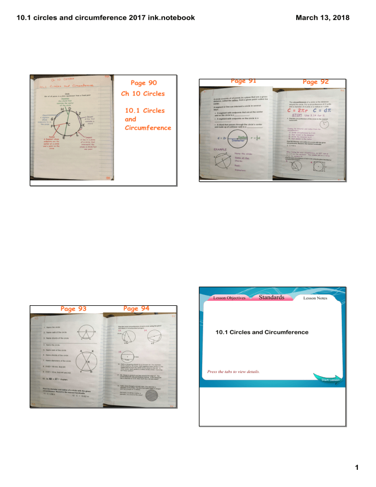 10 1 Circles And Circumference Answer Key