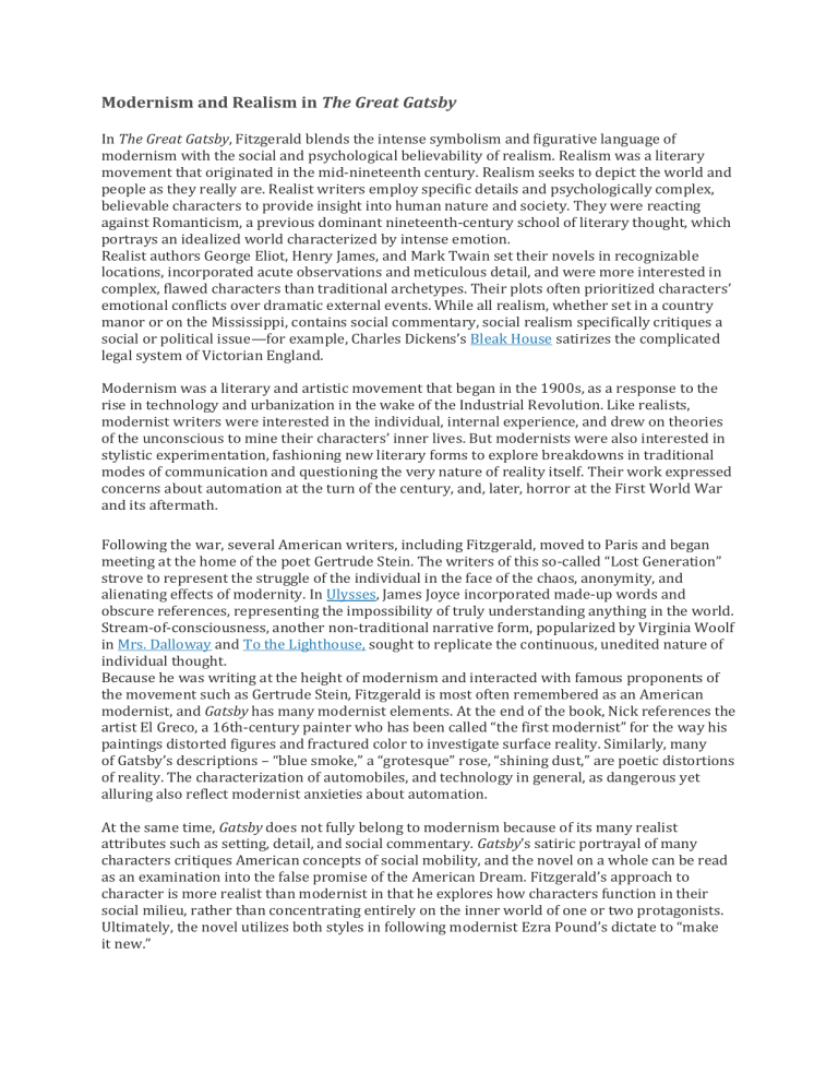 Gatsby modernism