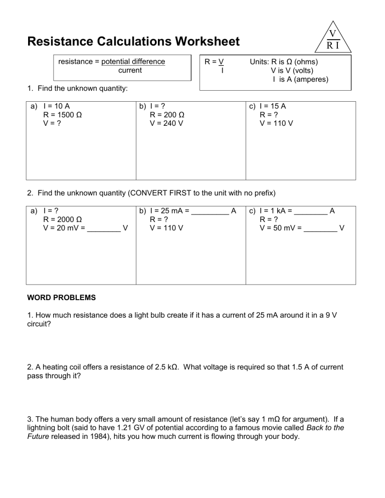 resistance-calculations