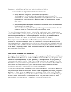 Development Political Economy: Policy & Reform Theories