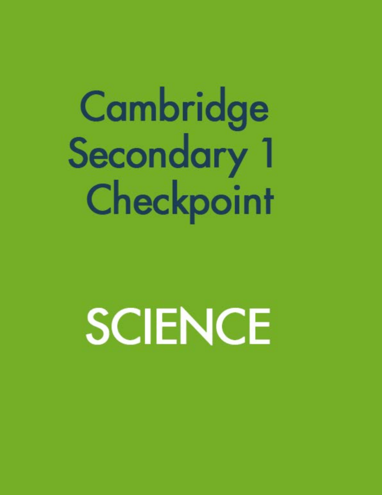 Cambridge Secondary 1 Checkpoint Science Past Paper