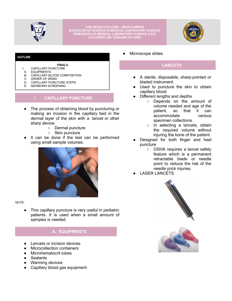 MLS 402 LEC Week 2 CAPILLARY PUNCTURE (1)