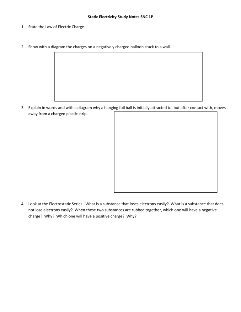 Static Electricity Study Notes