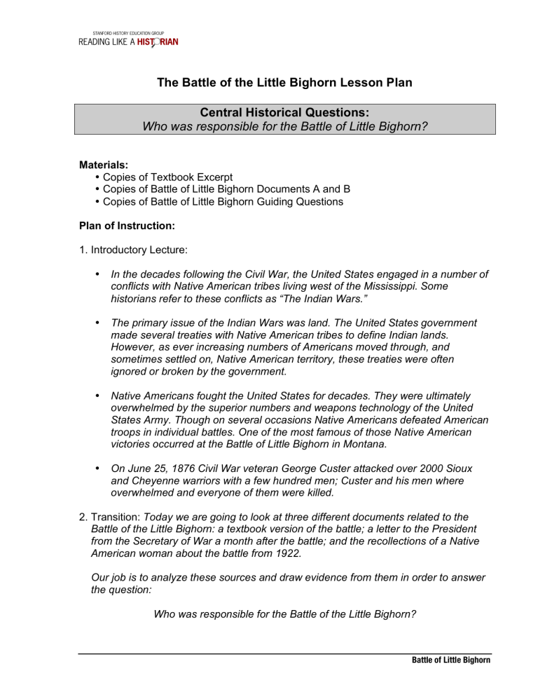 Battle of Little Bighorn Document Analysis