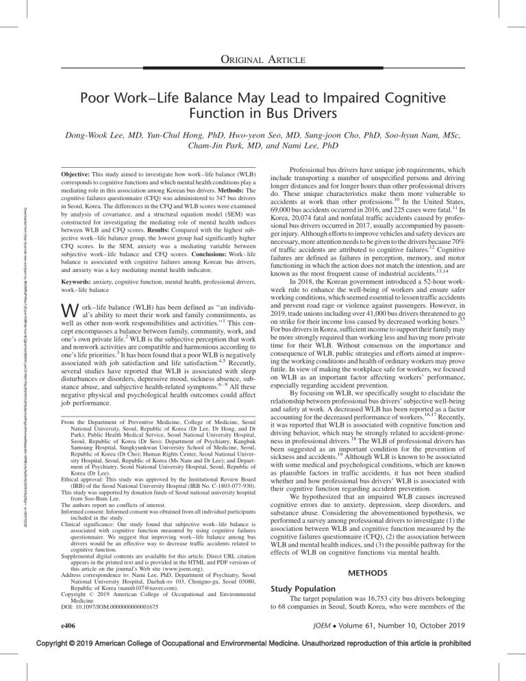 Poor Work Life Balance May Lead to Impaired.11