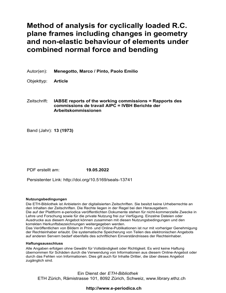 Method of analysis of cyclically loaded RC plane frames including ...
