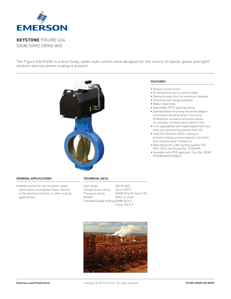 Emerson Keystone F634 slurry control valve