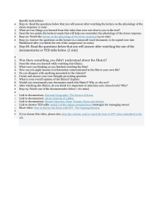 Stress Response Physiology Assignment Instructions