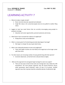 Marriage & Singlehood: Learning Activity
