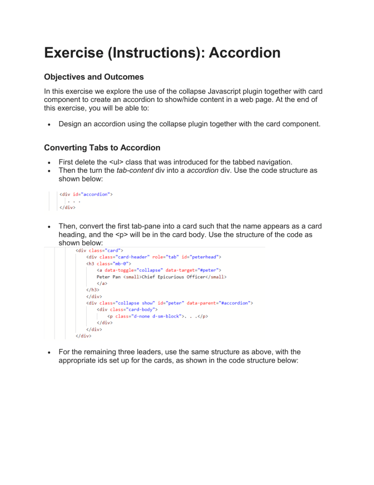Exercise 12 Accordion tooltip modal
