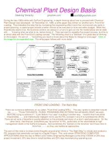 Chemical Plant Design Basis: Front End Loading