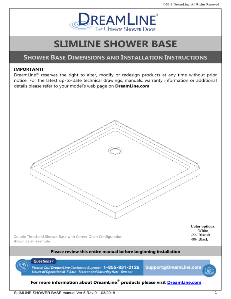 DreamLine Showers DreamLine Aqua Uno Shower Door Manual