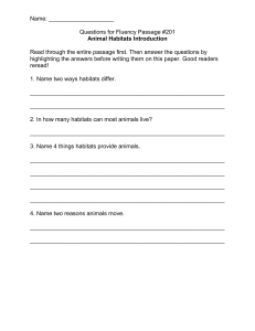 Animal Habitats Worksheet: Reading Comprehension