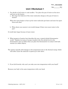 Thermal Energy & Heat Transfer Worksheet - Unit 3