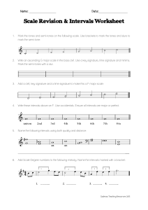 Scale & Intervals Music Theory Worksheet