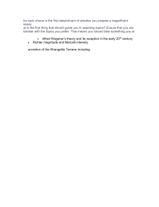 Essay Topics: Wegener, Richter, Mercalli, Wrangellia