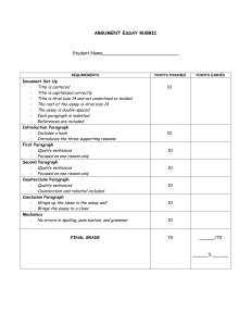Argument Essay Rubric