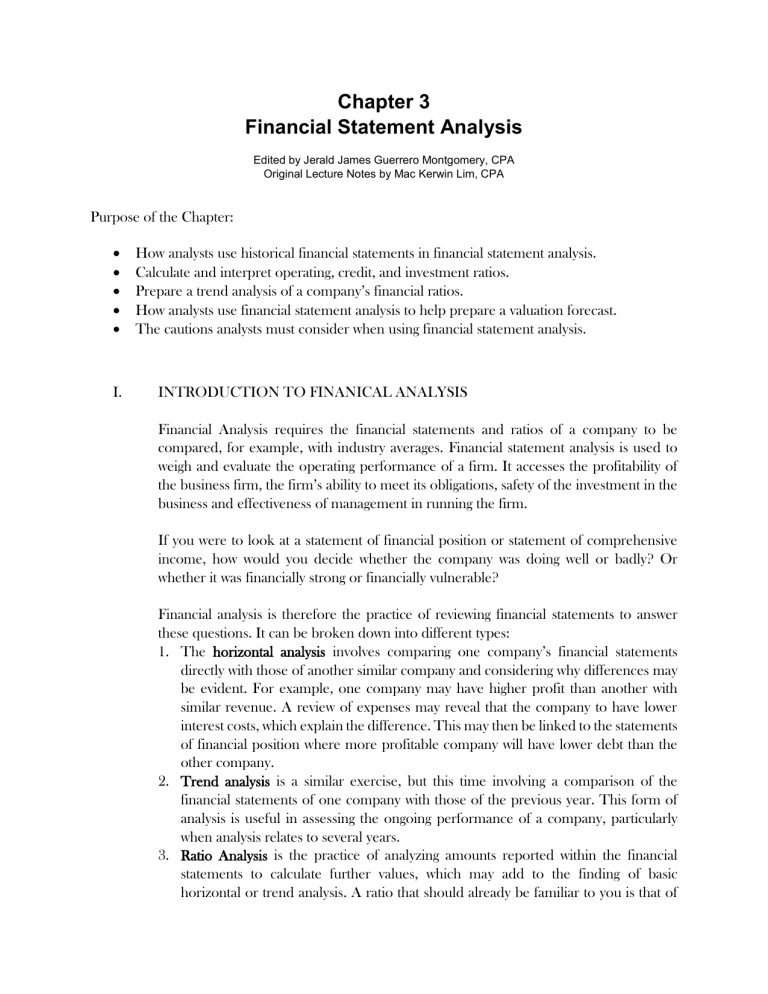 Learning Packet 3 Financial Statement Analysis