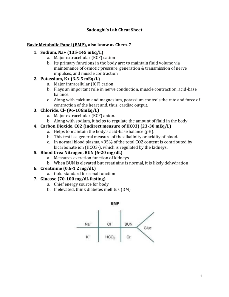 Lab Values Cheat Sheet: BMP, CBC, and More