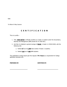 Jose Reyes Grade 12 Certification