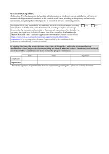 Ethics Clearance Form - Research Ethics
