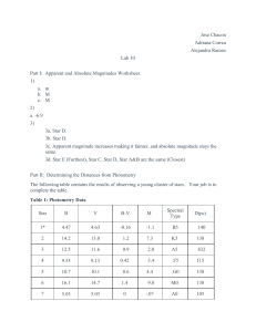 Astronomy Lab: Magnitudes & Photometry Worksheet