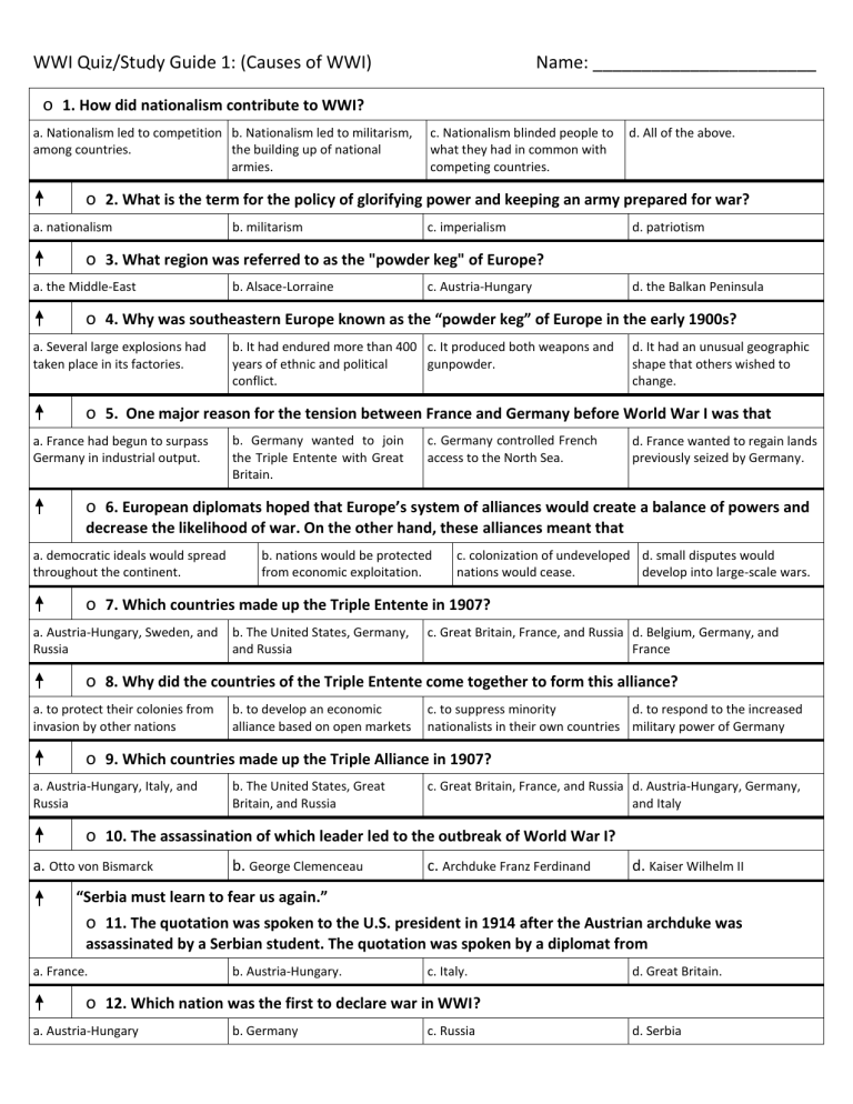 wwi-multiple-choice-practice-exam