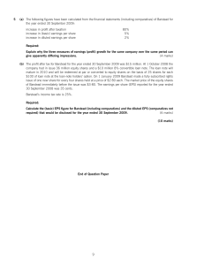 Financial Accounting Exam: EPS Calculation & Analysis