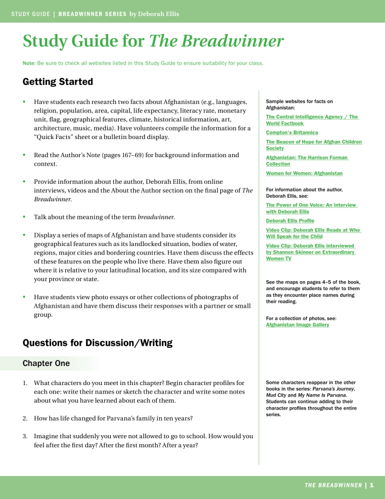 Breadwinner StudyGuide final