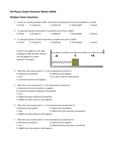 SHM Physics Multiple Choice Questions